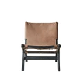 Modern lounge chair Philosophy mango wood and leather - Muubs