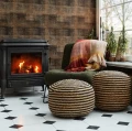 Jute pouffe Bombay Ø50 natural black - Pomax