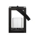 Wooden lantern black Lyra pine - Bloomingville