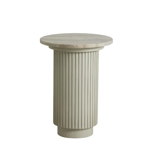 Stolik pomocniczy marmurowy blat Erie Ivory Ø40 - Nordal