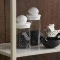 Pojemnik na żywność sypką Plum Low 1L, szklany z ceramiczną pokrywą - Nordal