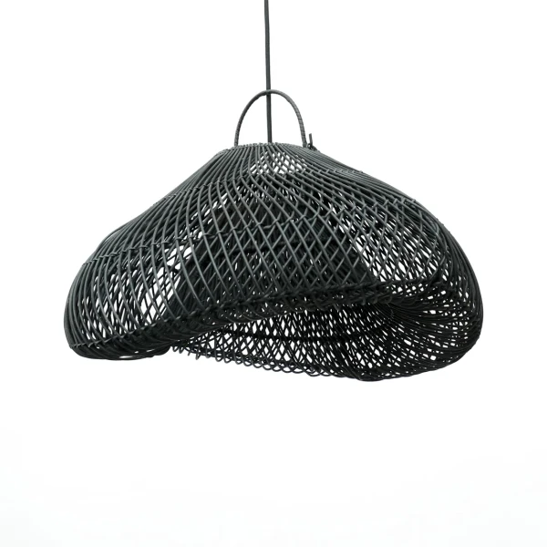 Czarny rattanowy abażur do lamp sufitowych wiszących Cloud M - Bazar Bizar