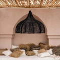 Czarny abażur rattanowy do lampy wiszącej Whipped XL - Bazar Bizar