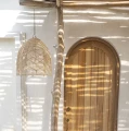 Ażurowy abażur rattanowy do lamp sufitowych Bala L, naturalny - Bazar Bizar