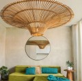 Duży designerski klosz do lampy wiszącej z rattanu Sky 150 - Bazar Bizar