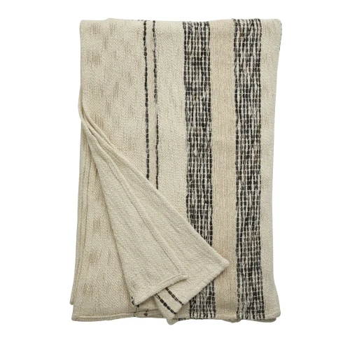 Biała narzuta w paski Anser 270x270, bawełna Oeko-Tex - Nordal
