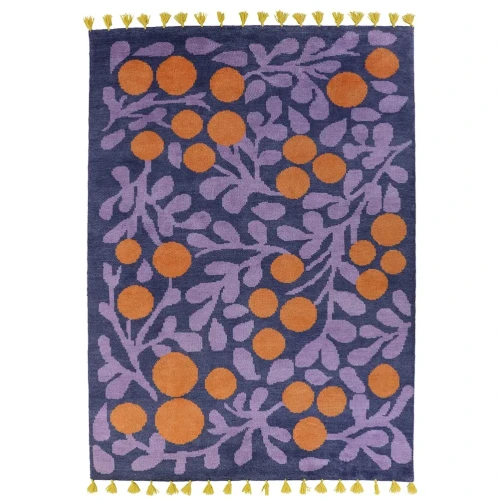 Wzorzysty dywan wełniany Terttu Blue 140x200 - Finarte