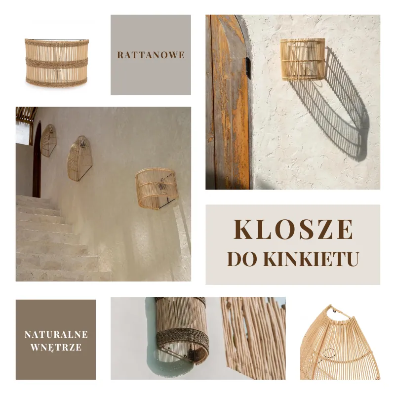 Klosze do kinkietu rattanowe - Natural Home Decor