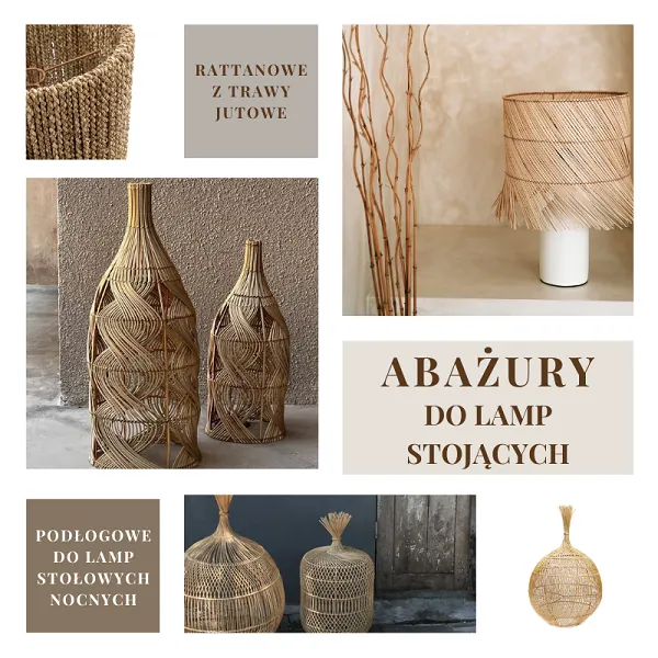 abażury do lamp stojących rattanowe, ze sznurka, z trawy morskiej - Natural Home Decor