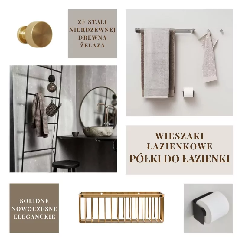 Wieszaki łazienkowe, półki do łazienki, uchwyty na papier toaletowy Natural Home Decor