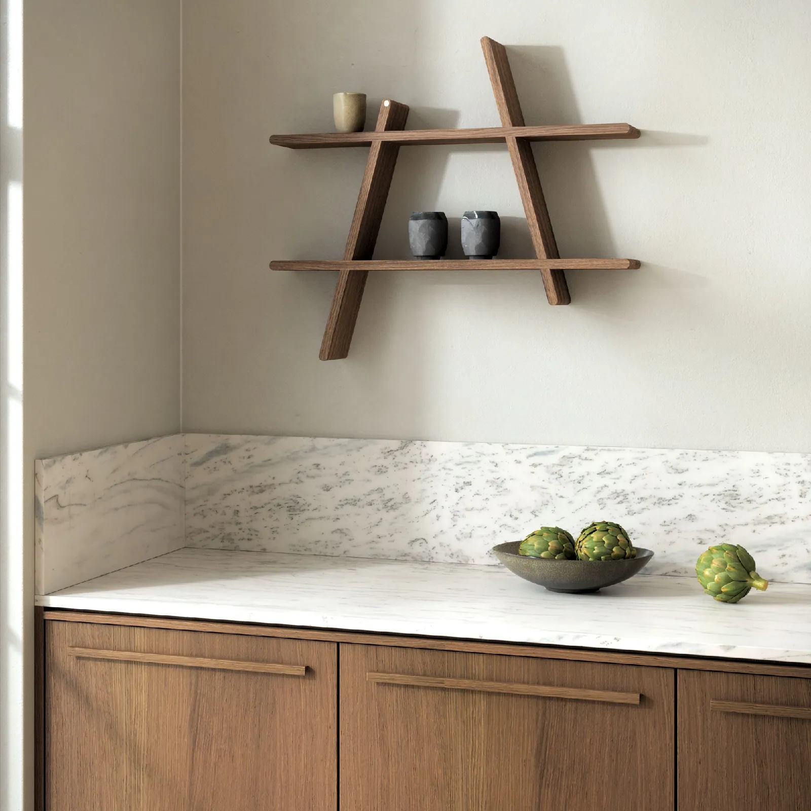Półka na ścianę drewniana dębowa Natural Home Decor