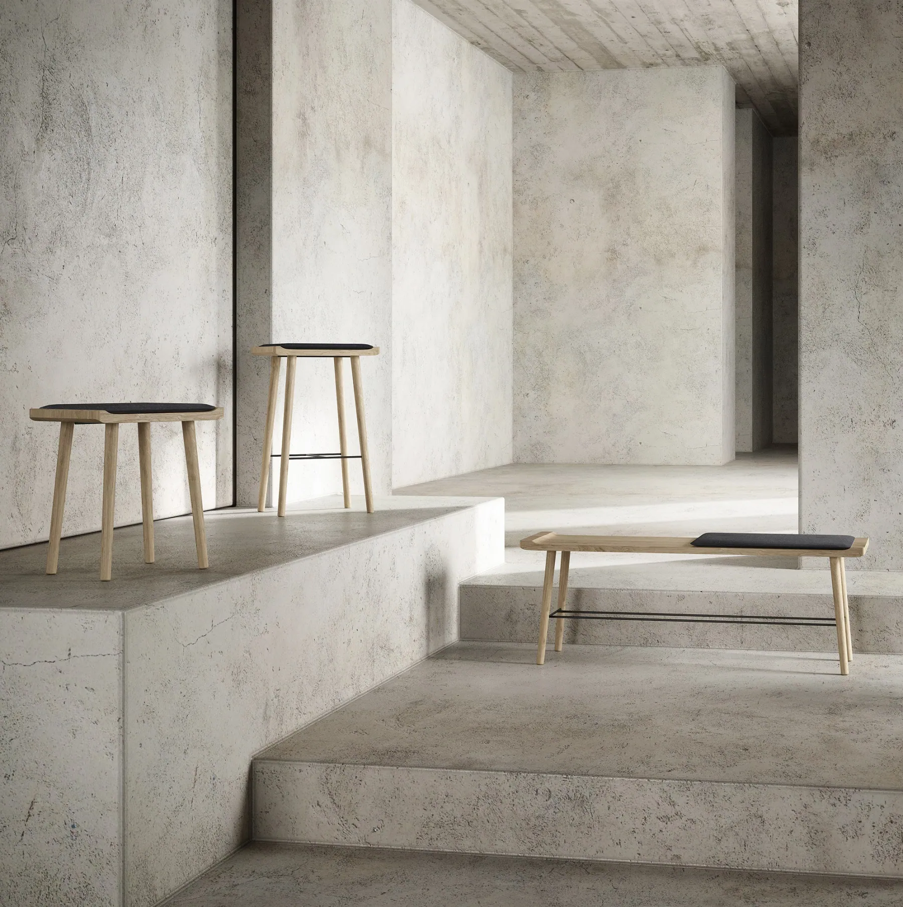 stołek drewniany Scala Ekta Living, Natural Home Decor