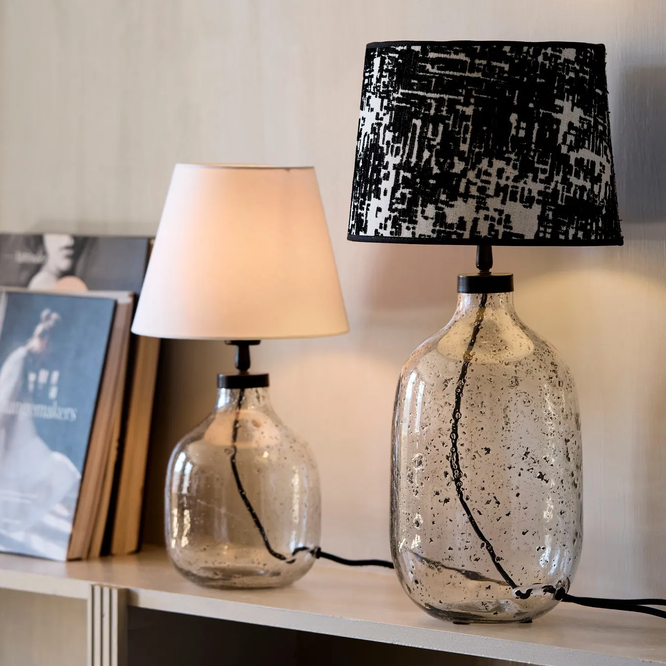 szklana lampa stołowa, sklep natural home decor
