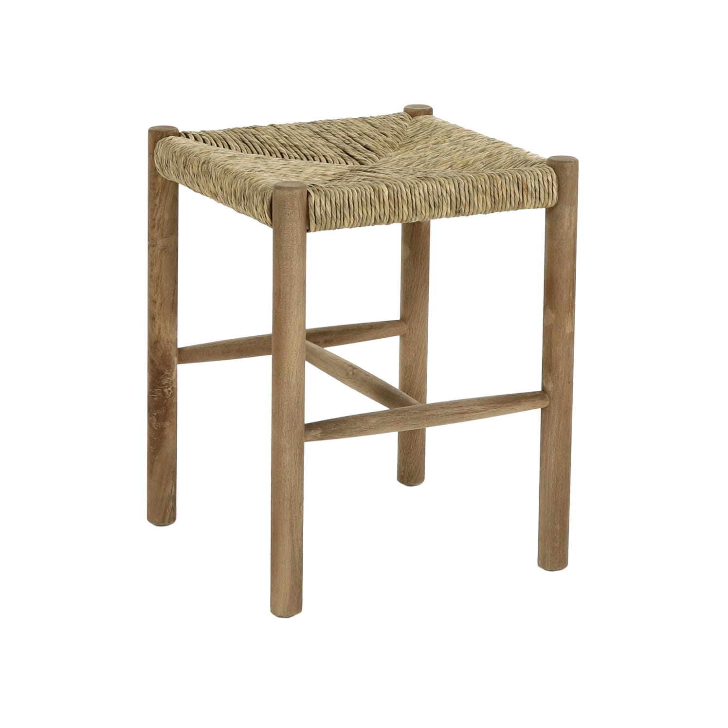 stołek drewniany rattanowy, Mesimeri Pomax, Natural Home Decor
