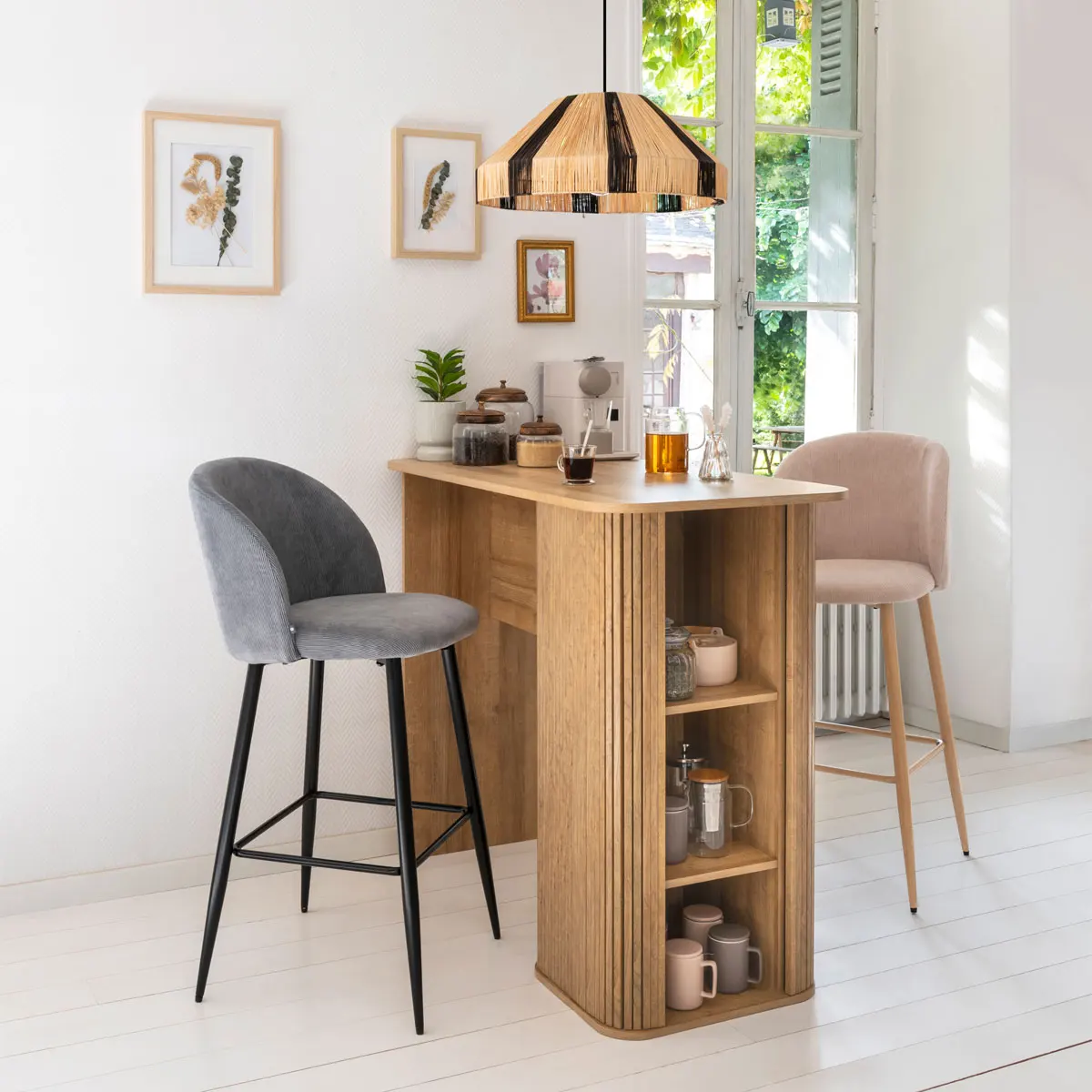 stolik barowy wyspa lamele, Natural Home Decor