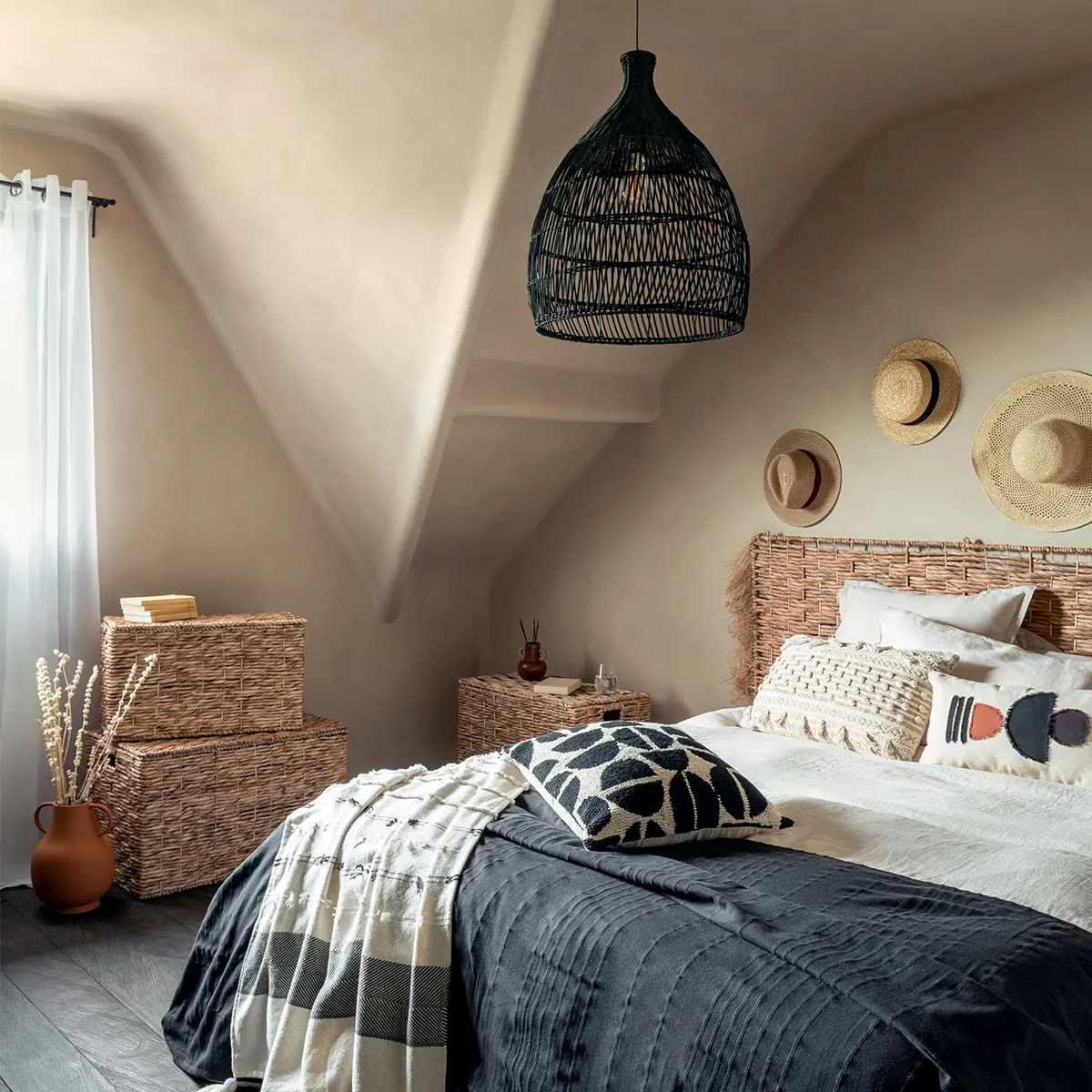 plecione kosze do przechowywania zamykane, natural home decor