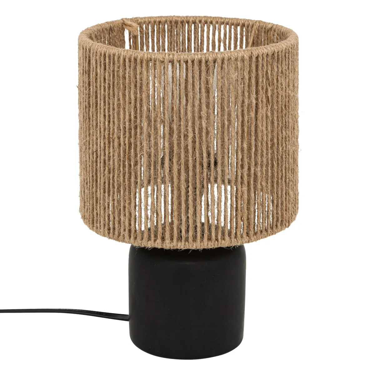 czarna lampa stołowa, natural home decor