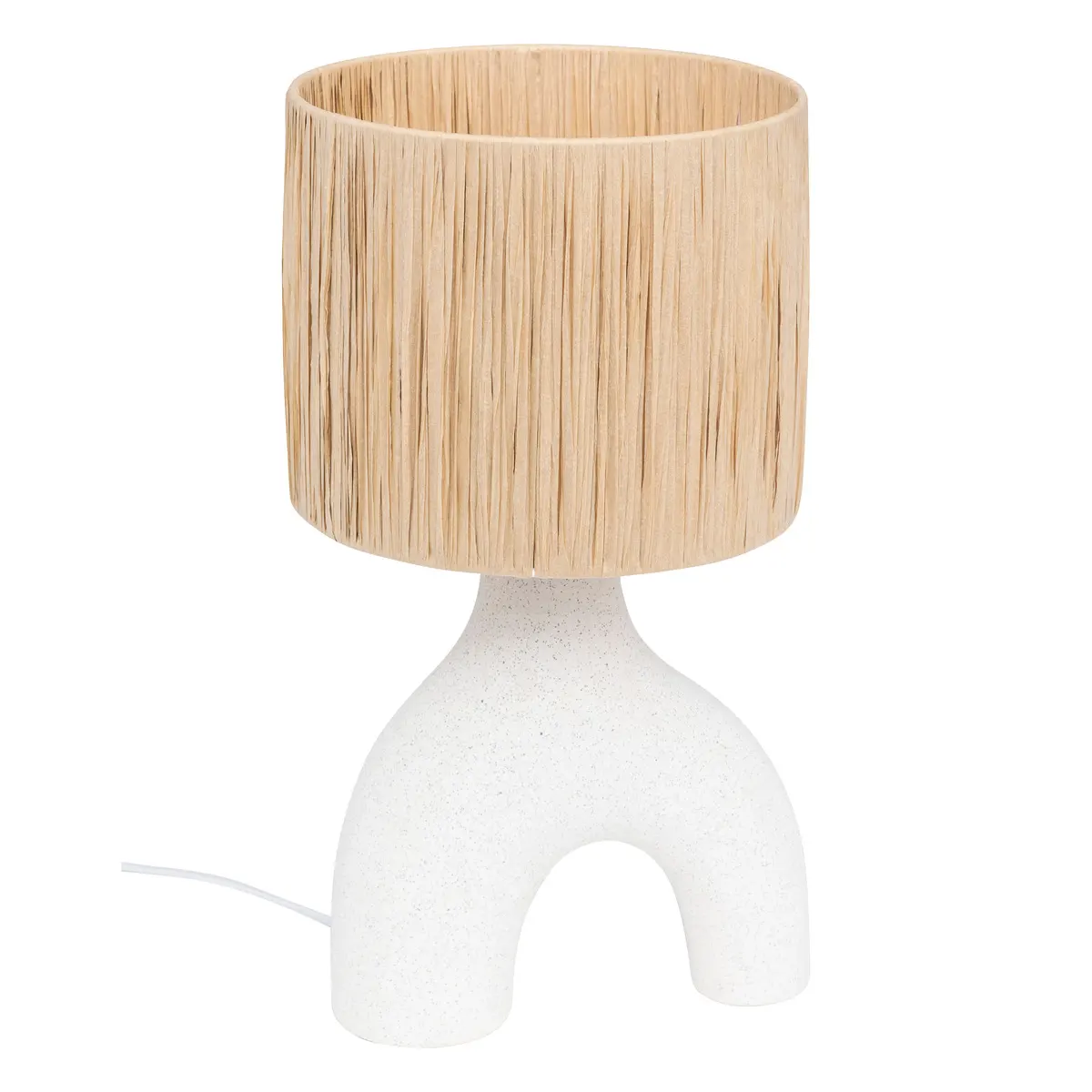Lampa stołowa ceramiczna z kloszem z rafii, Natural Home Decor
