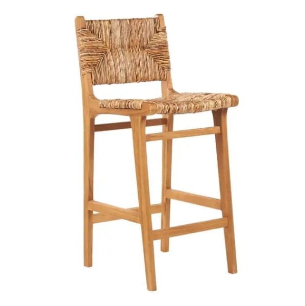 drewniany hoker z plecionym siedziskiem, Natural Home Decor