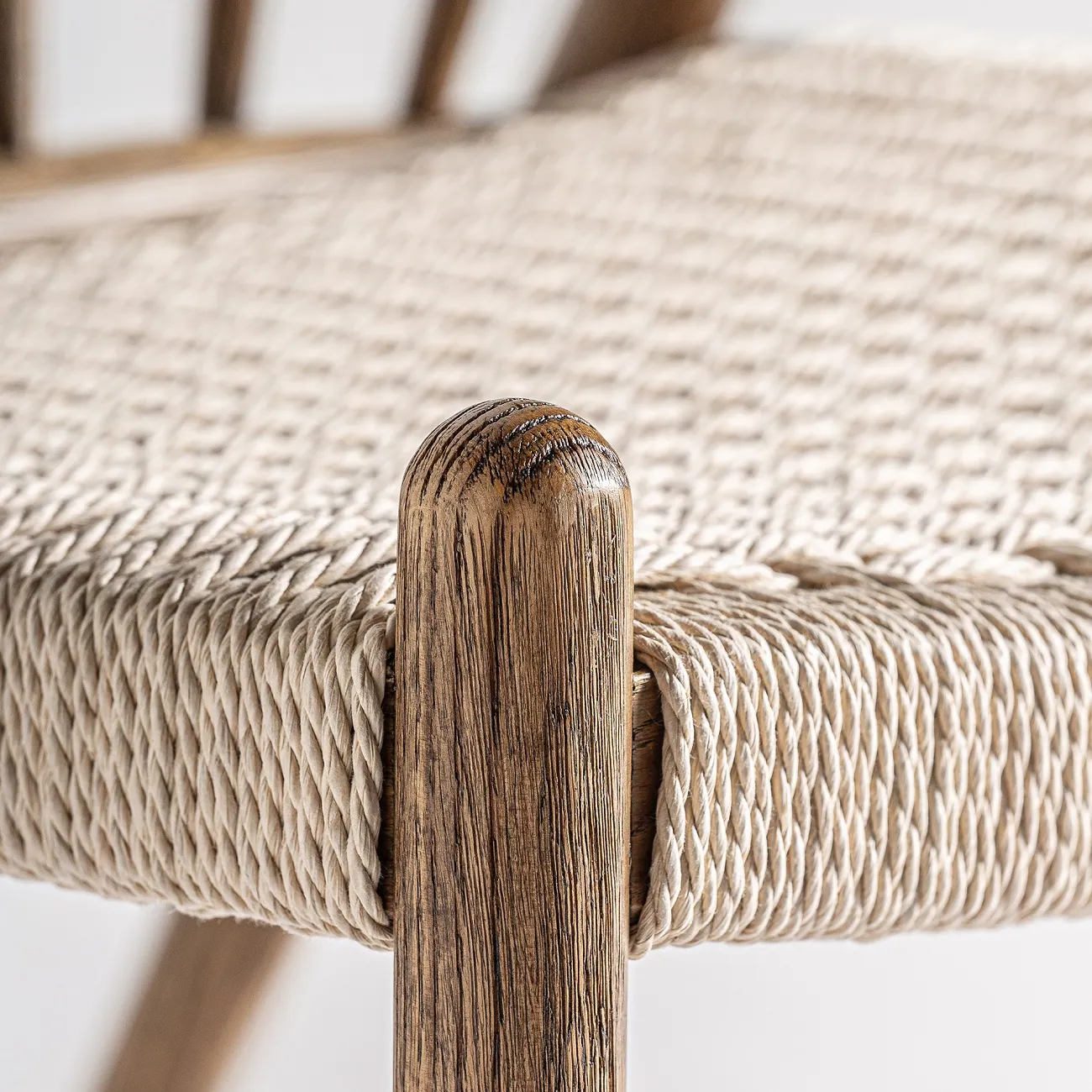 fotel dębowy z plecionym siedziskiem, Natural Home Decor