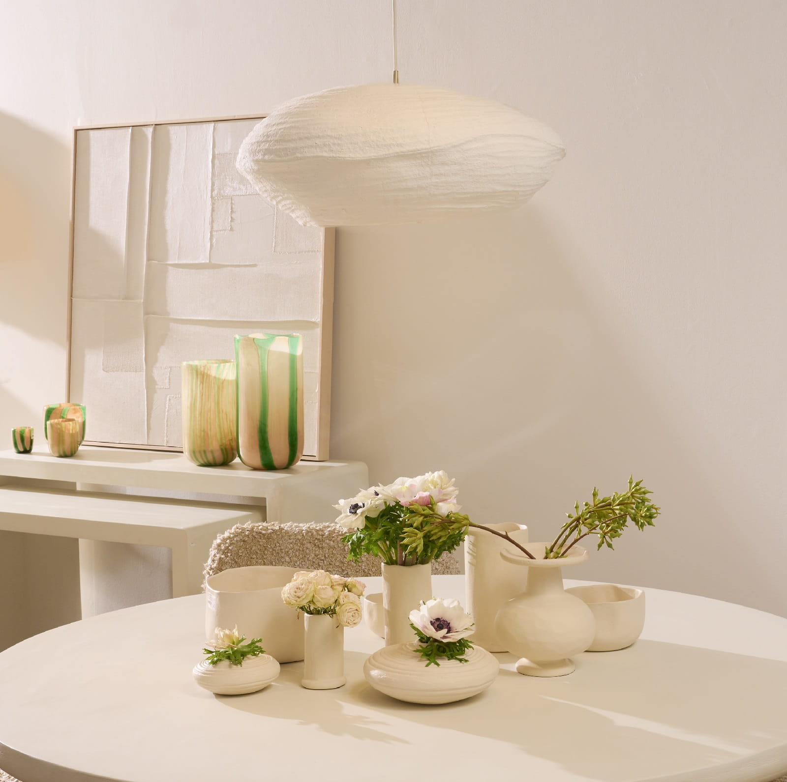 Lampa wisząca z papier-maché Competa , Pomax, Natural Home Decor