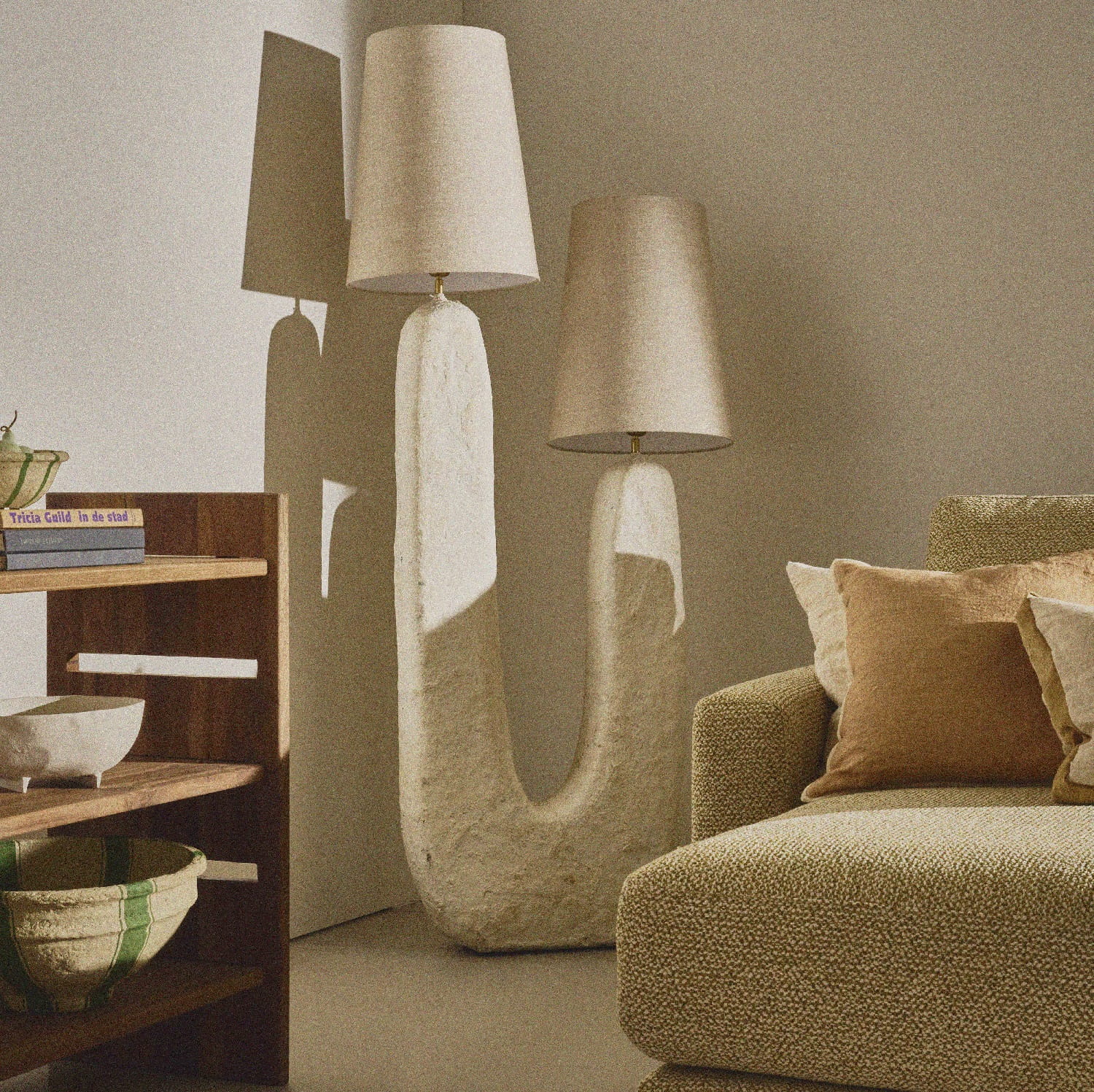 designerska lampa podłogowa z pulpy papierowej, Natural Home Decor
