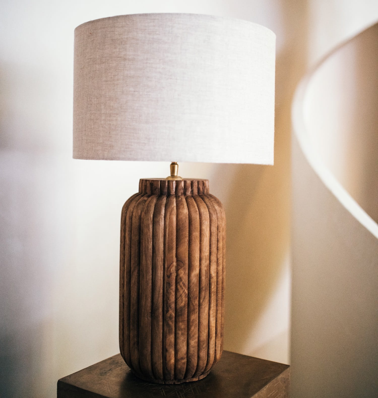 lampa stołowa drewniana, Pomax, Natural Home Decor
