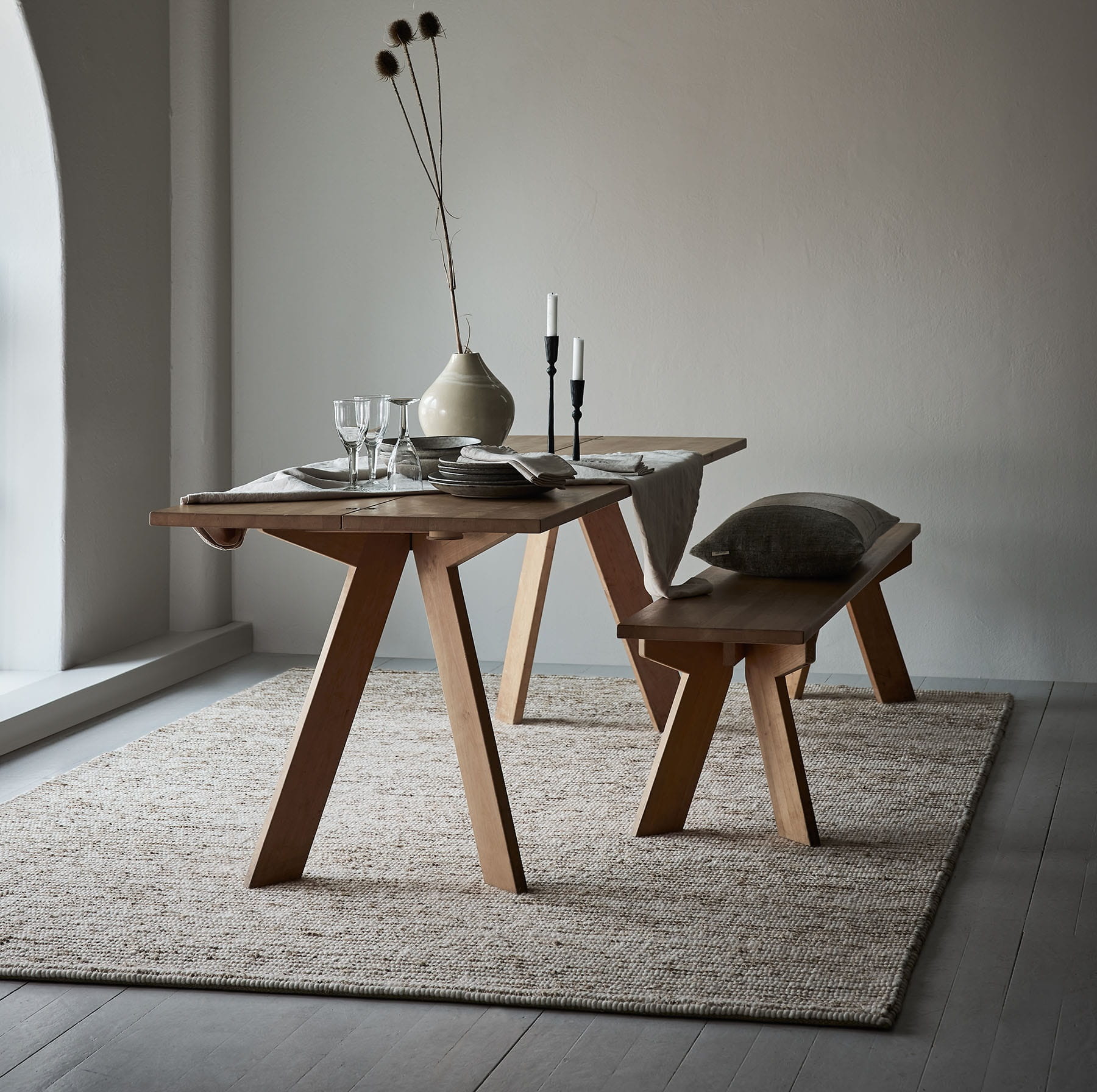 ręcznie tkany dywan z wełny i konopi Tell Me More, Natural Home Decor