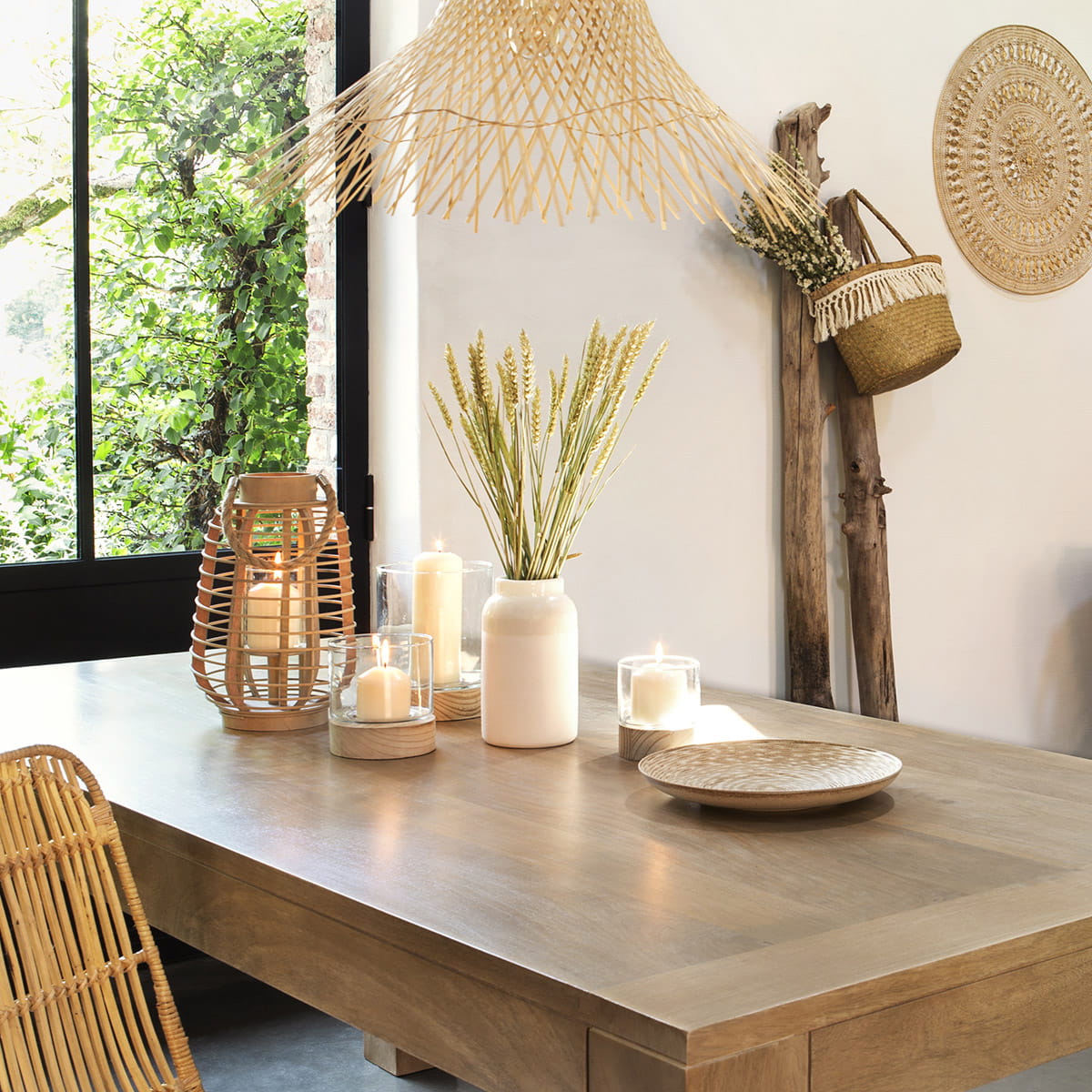 lampion z rattanu Atmosphera, natural home decor
