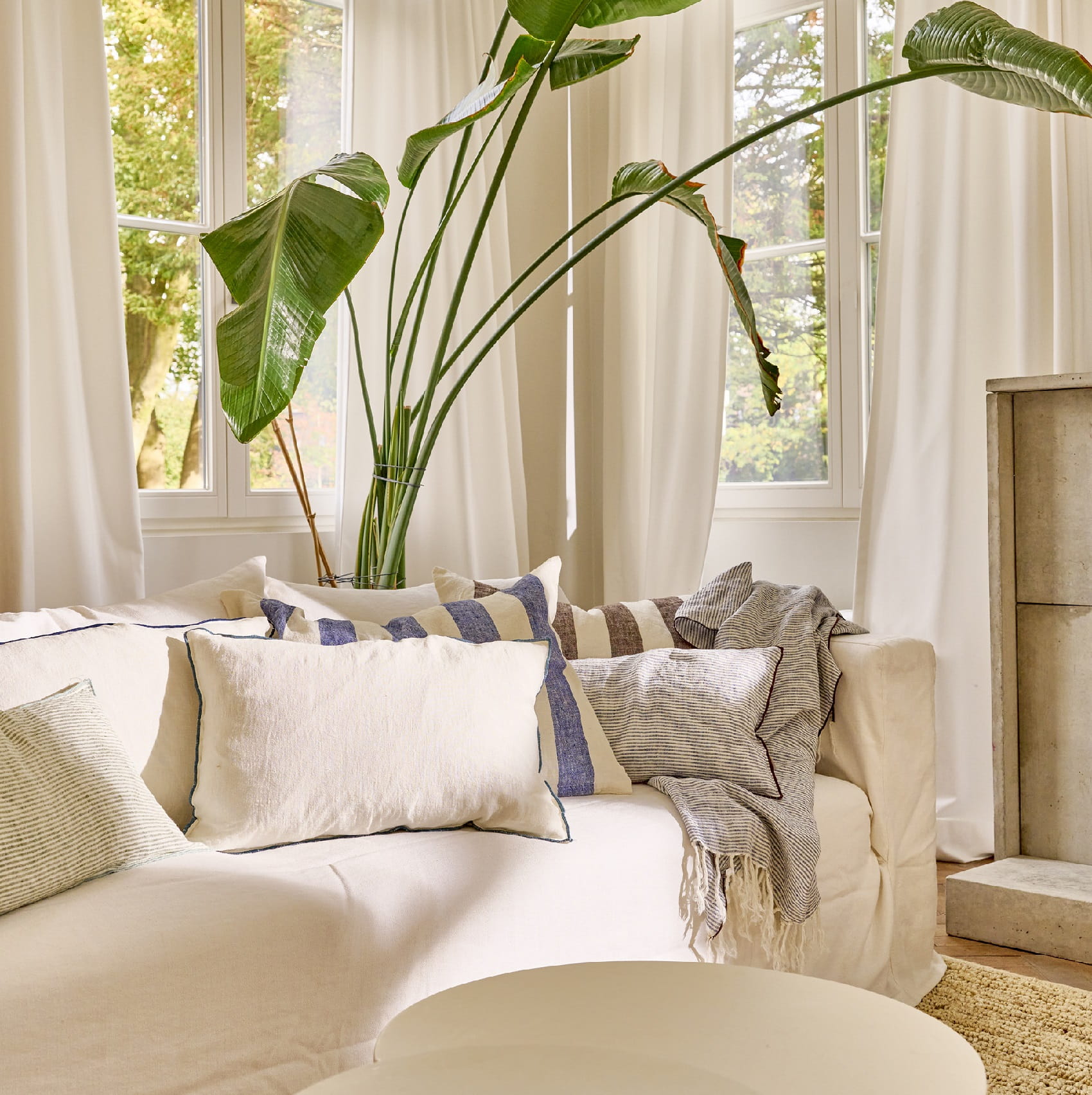 pled w paski z lnu Pomax Naturalhomedecor