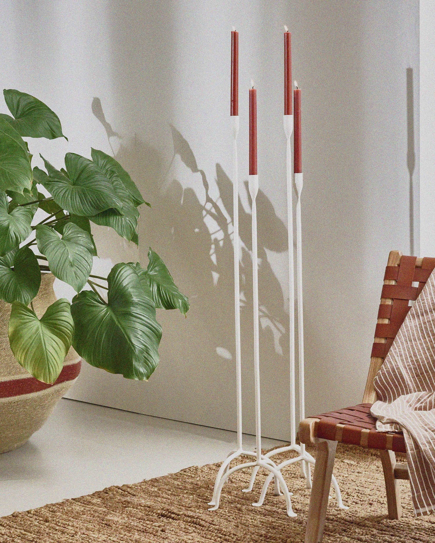 Świecznik metalowy biały Natural Home Decor