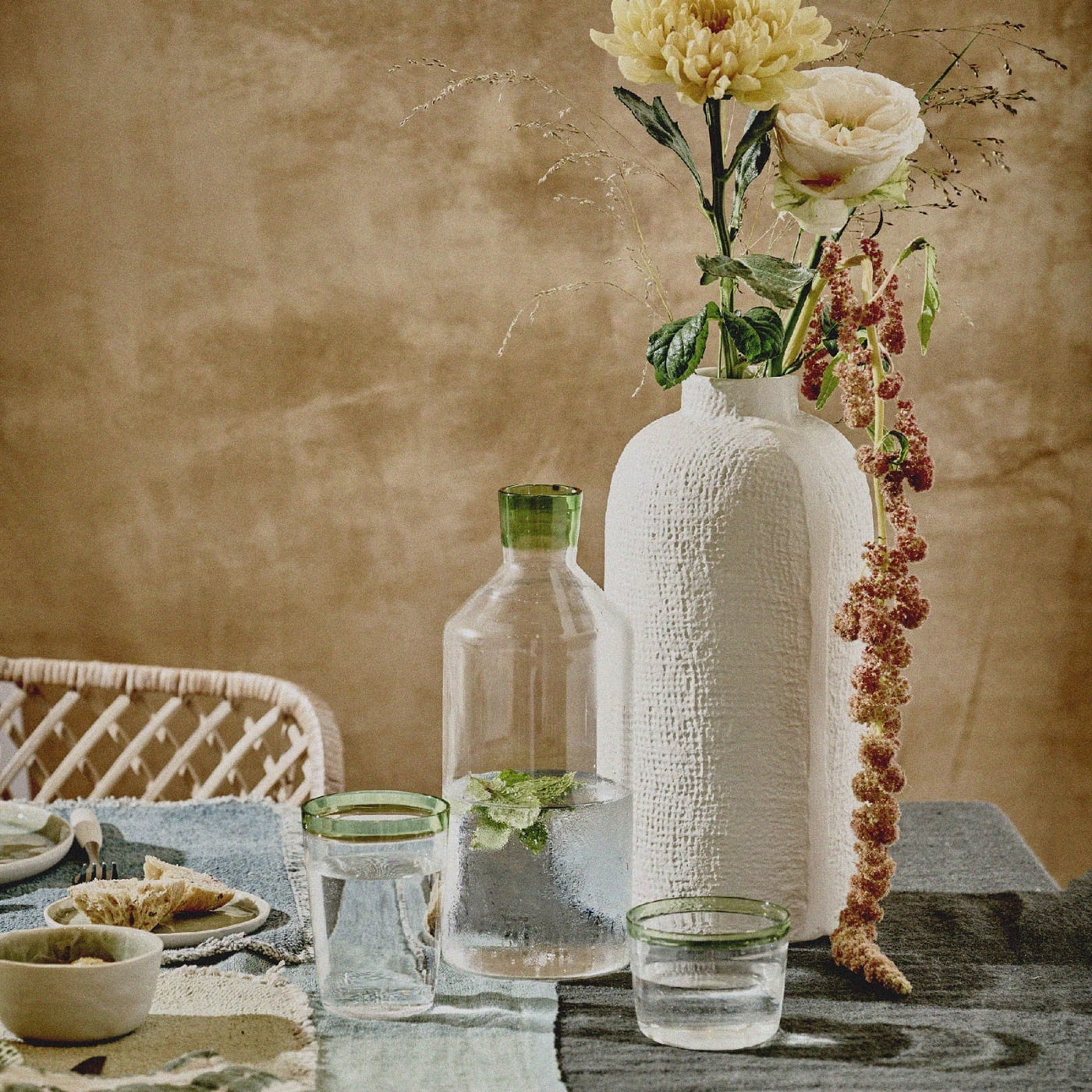 niskie szklanki z paskiem, Pomax, Natural Home Decor