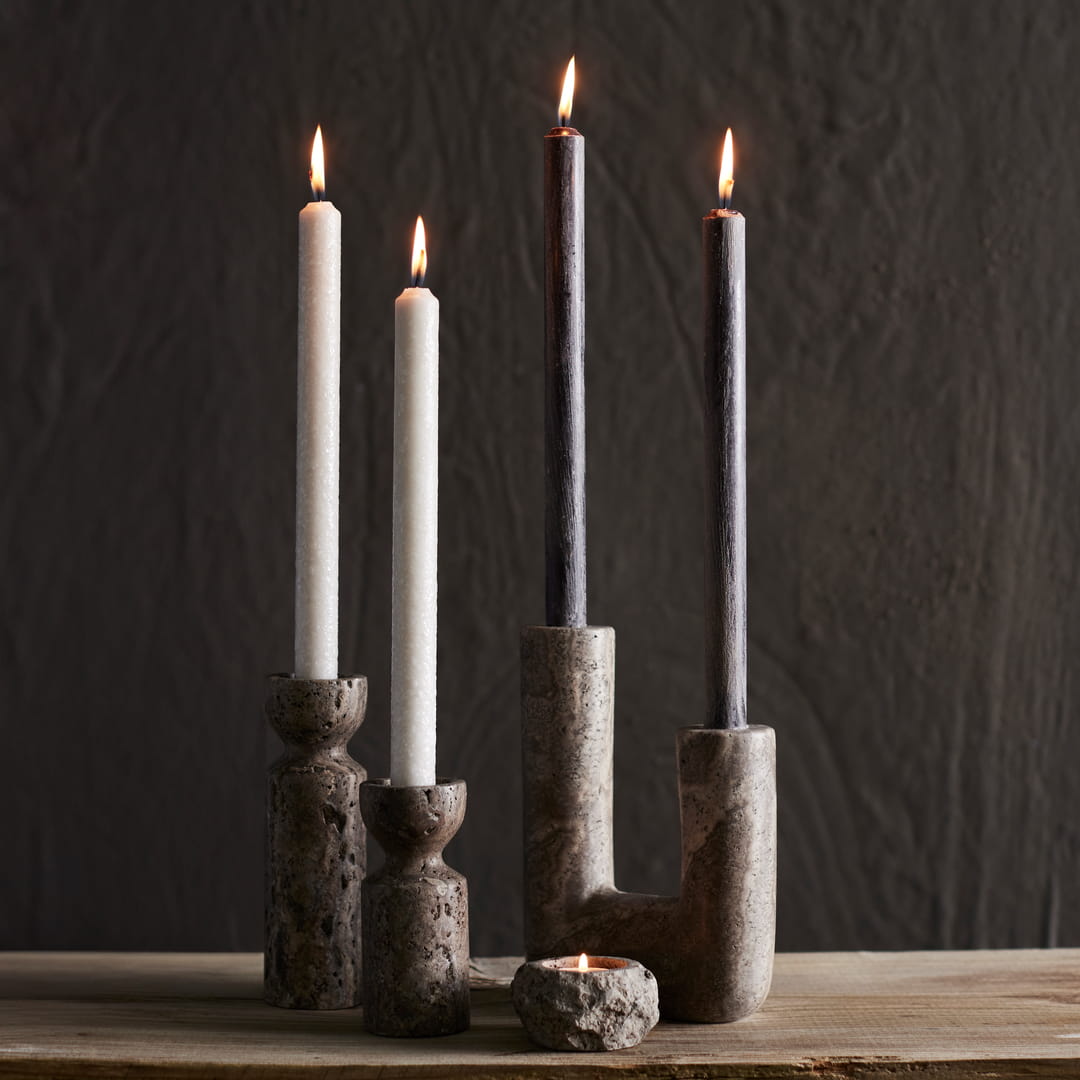 Dekoracyjny świecznik z trawertynu, Muubs Natural Home Decor