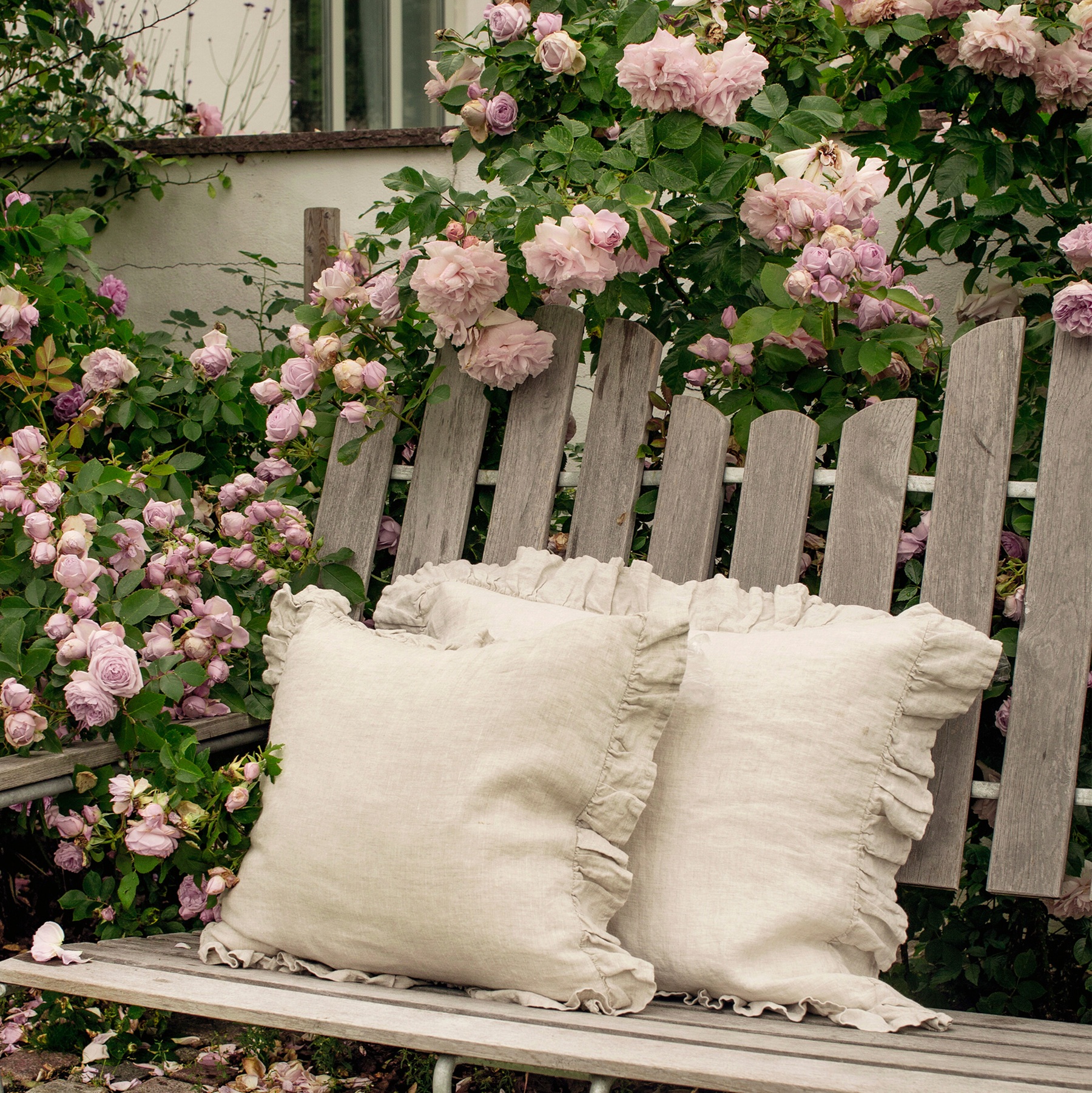 lniana poszewka na poduszkę z falbanką Natural Home Decor