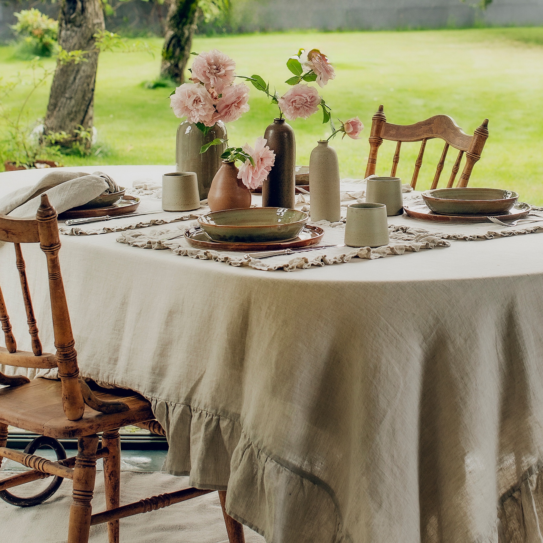 podkładka na stół materiałowa falbanką, Natural Home Decor