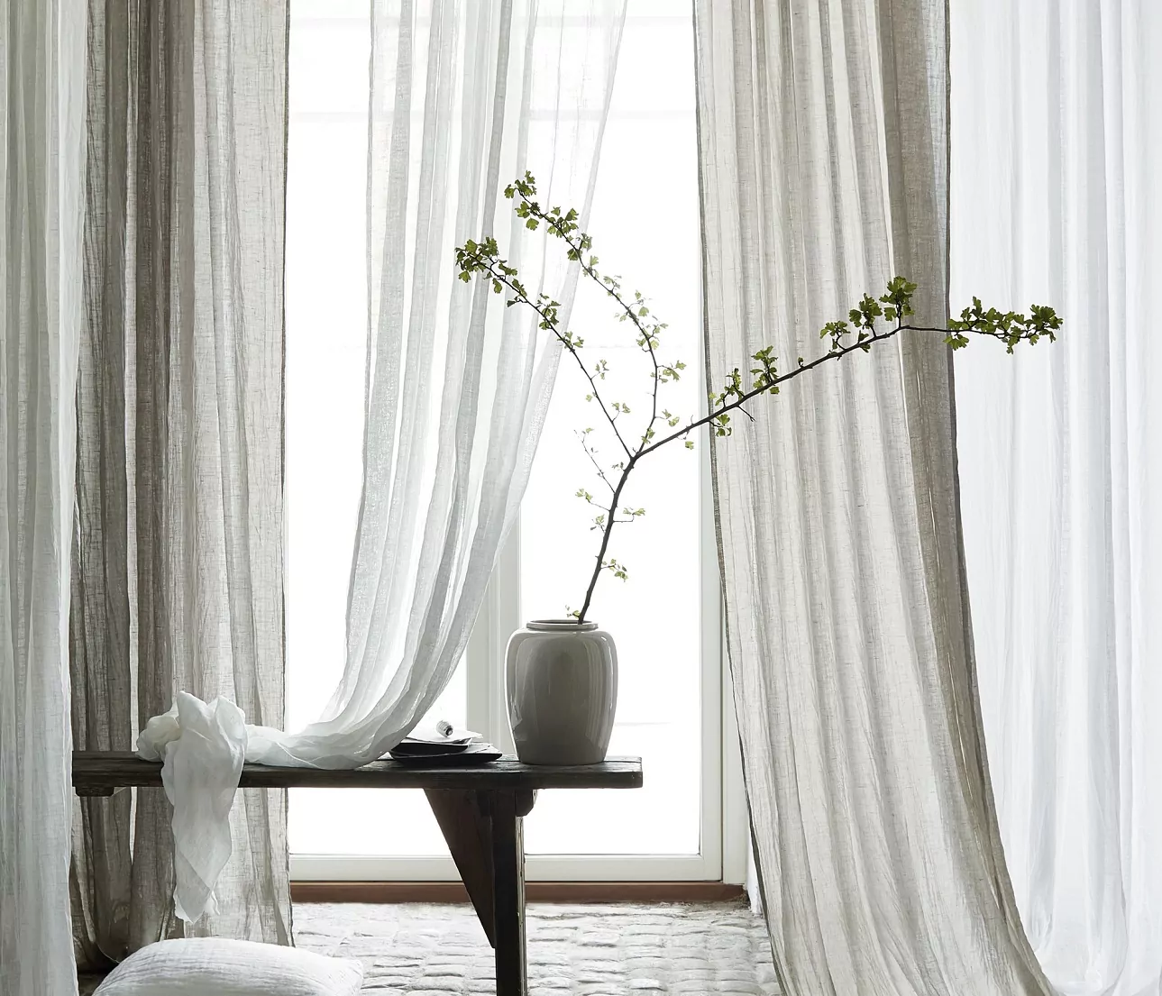 Zasłony lniane białe zwiewne Natural Home Decor
