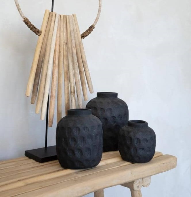Czarny mały wazon dekoracyjny Natural Home Decor Bazar Bizar