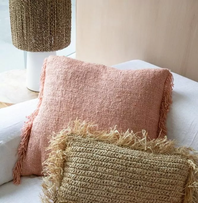 Różowa poduszka dekoracyjna 40x40 kremowa Natural Home Decor