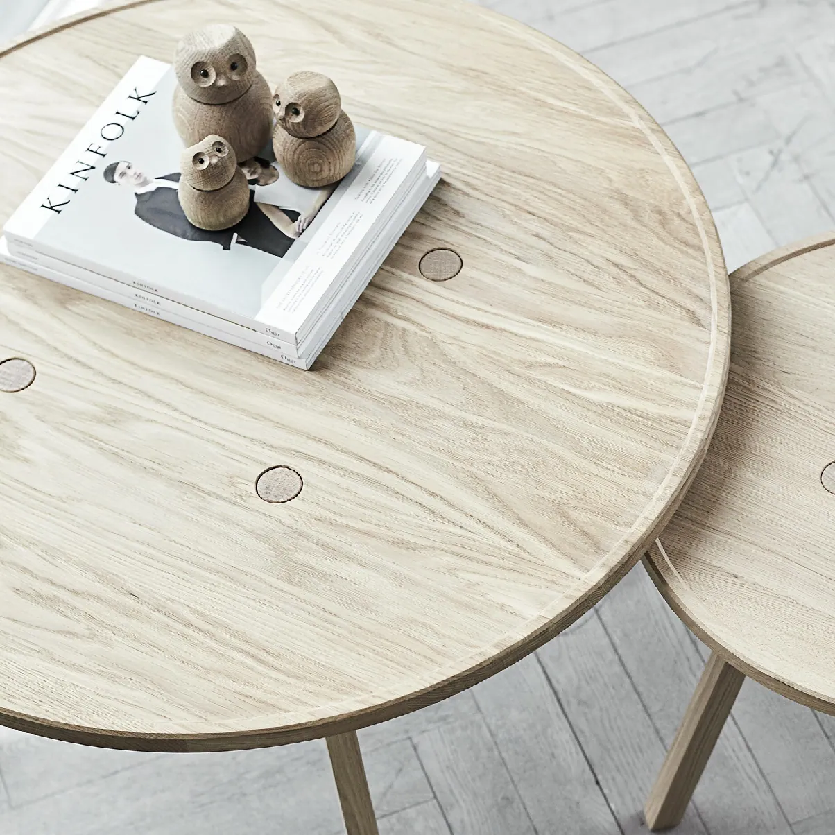 Stolik kawowy okrągły dębowy Natural Home Decor