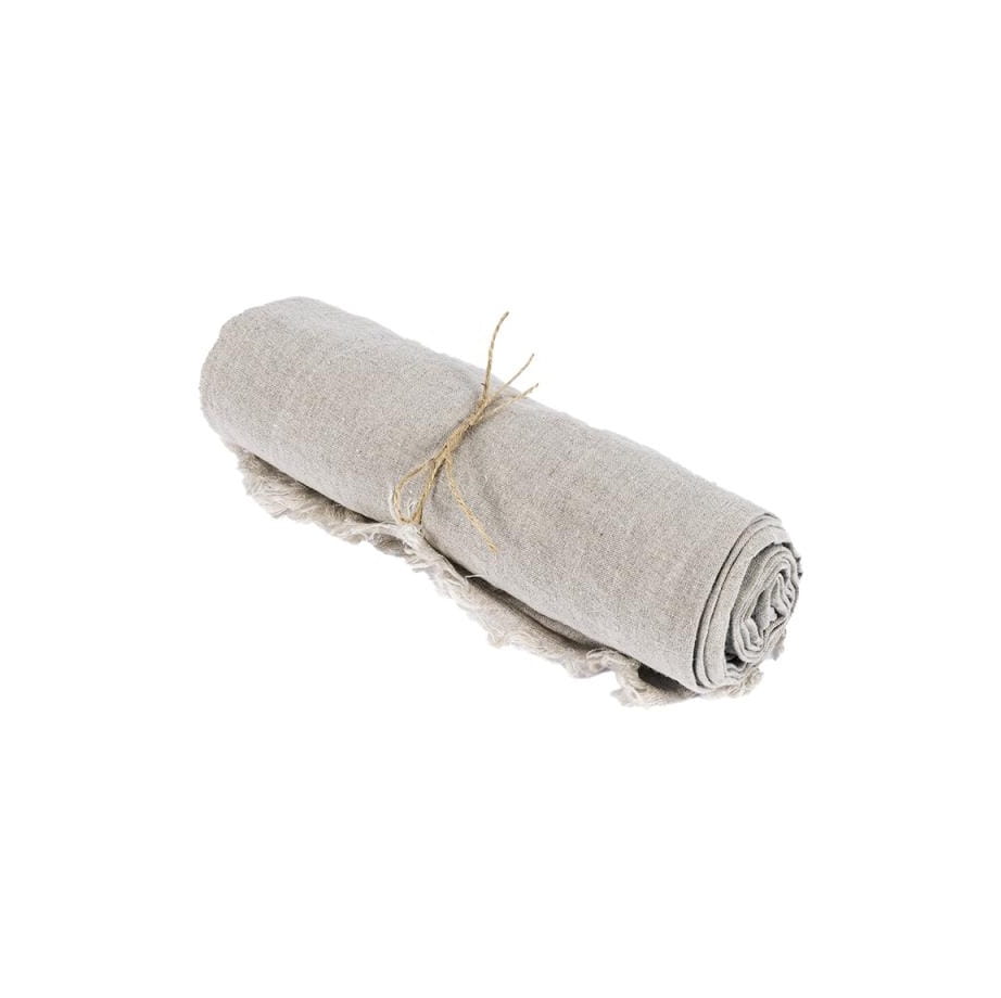 Obrus z frędzlami lniany 150x250 cm Bazar Bizar Natural Home Decor Bazar Bizar