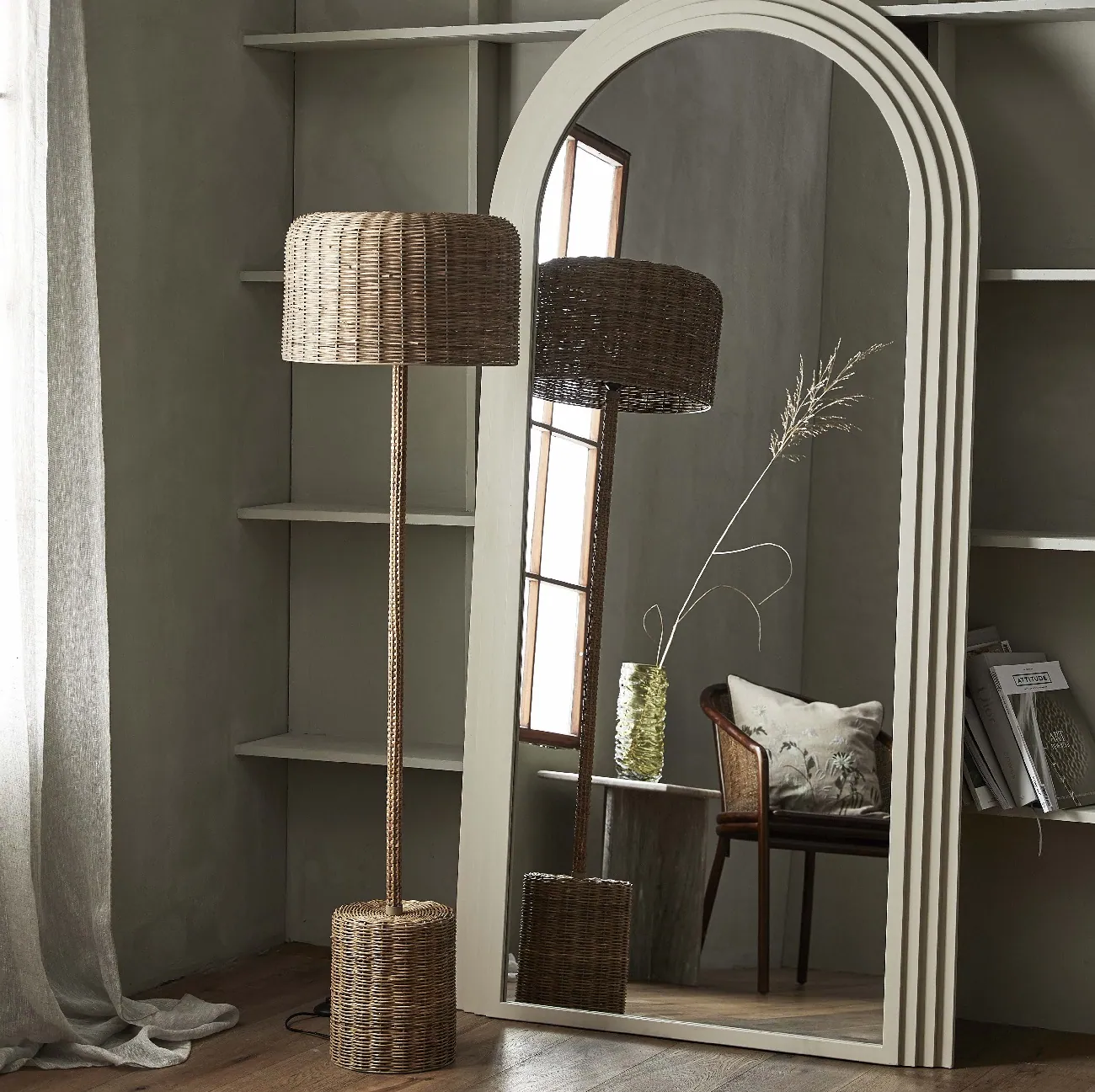 Lampa podłogowa wiklinowa Cane Nordal Natural Home Decor