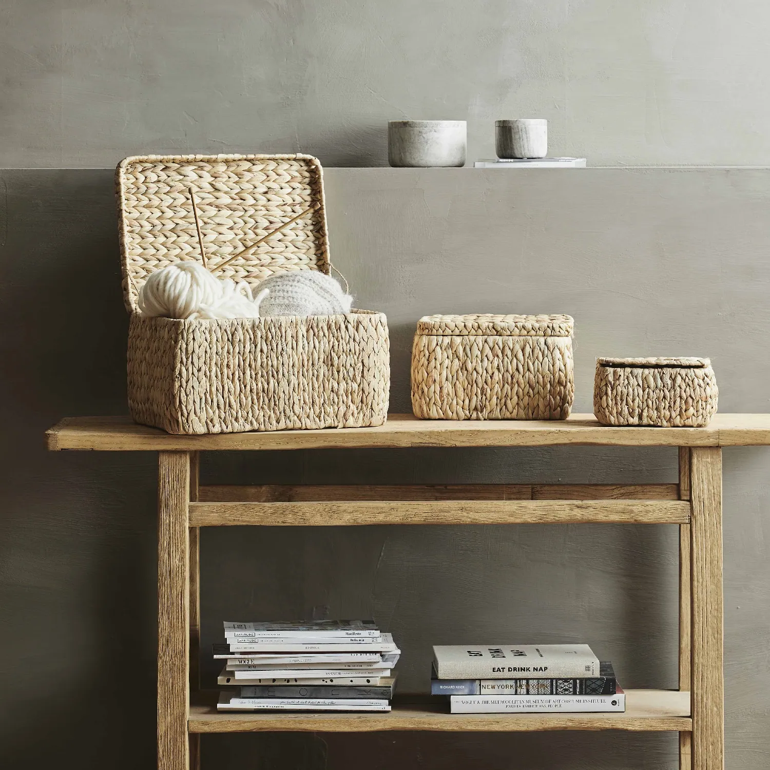 Kosze do przechowywania z pokrywami Nordal Natural Home Decor