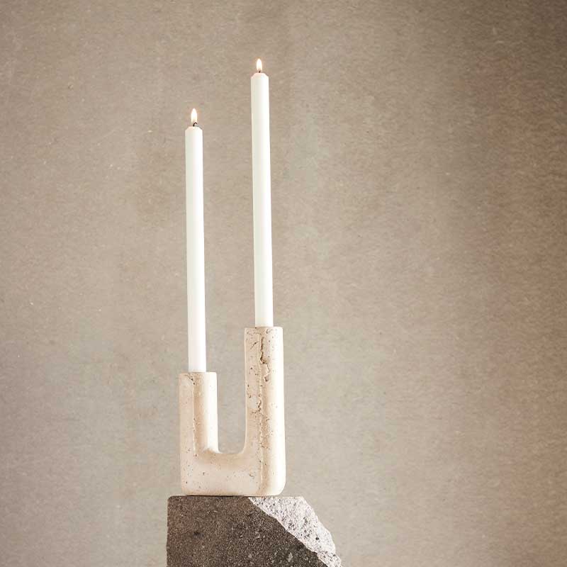 Dekoracyjny świecznik z trawertynu, Muubs Natural Home Decor