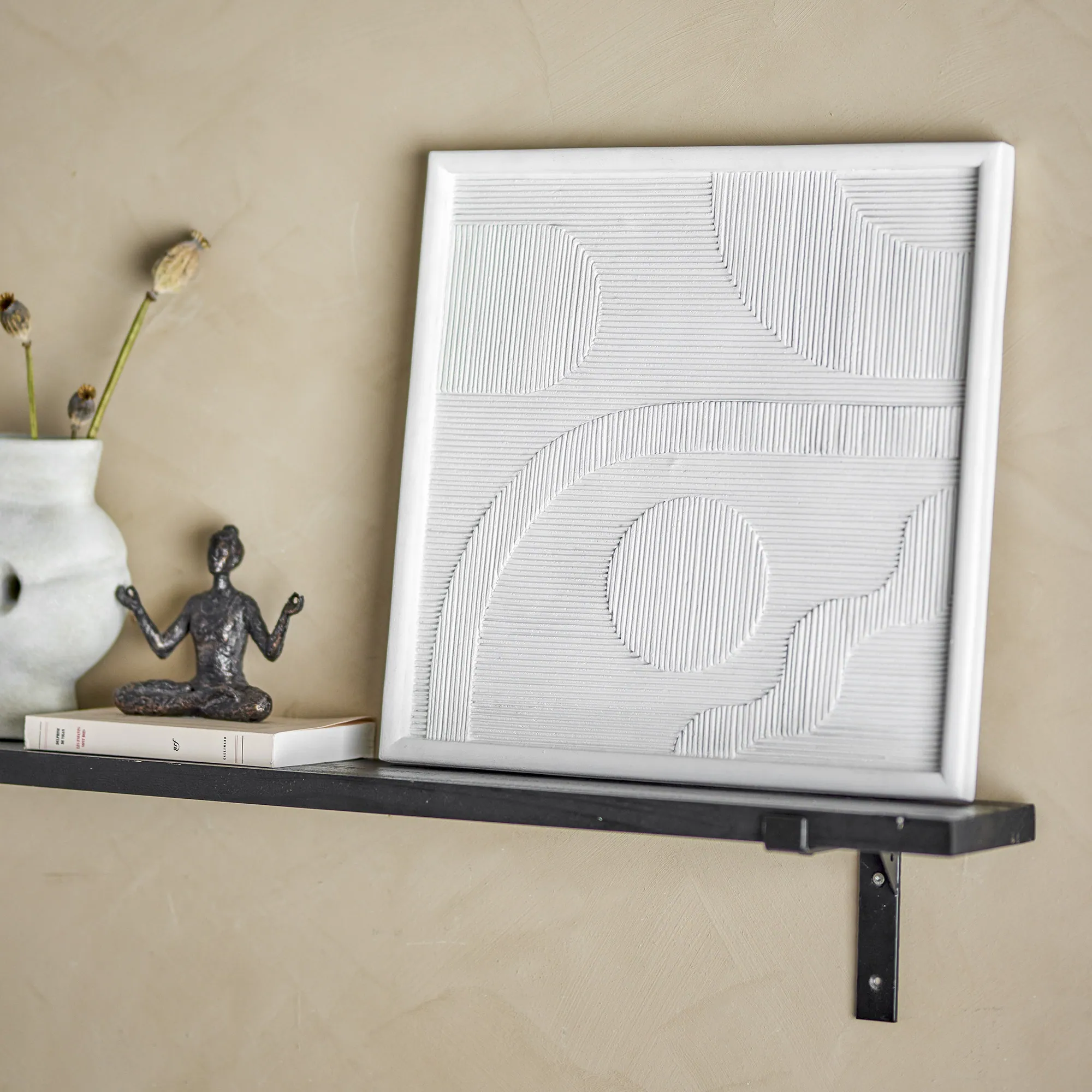 Biały obraz strukturalny ozdoba na ścianę Tabine Bloomingville Natural Home Decor