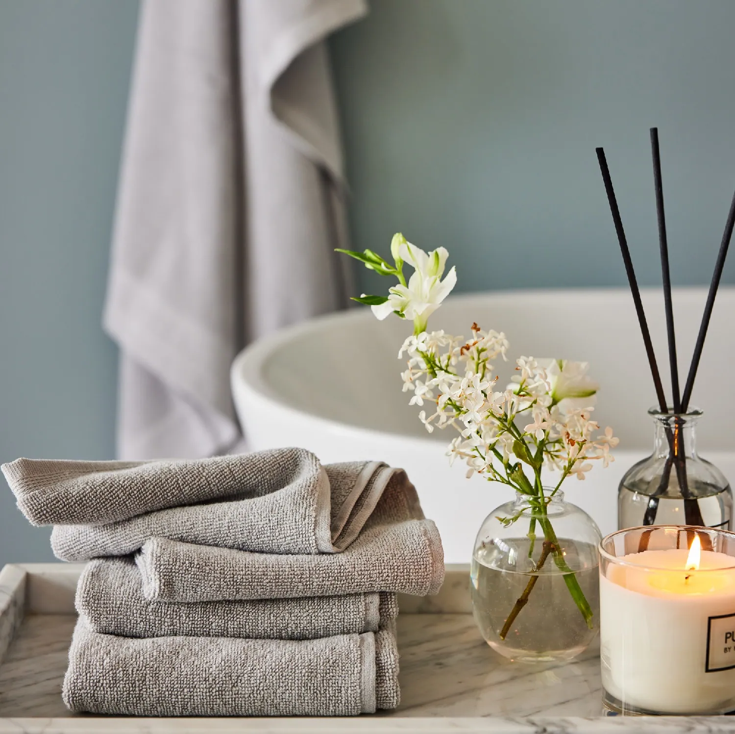 Ręcznik szary z lnu i bawełny Natural Home Decor